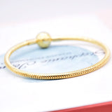 925 Sterling Silver Snake Chain Bracelet Bangle with Ball Clasp