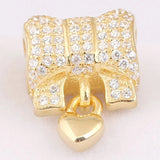 Crystal Heart & Bow Pendant Beads for 925 Silver Bracelet