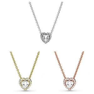 Crystal Heart Necklace 925 Sterling Silver Charm Jewelry