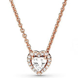 Heart Crystal Necklace 925 Silver Bead Charm Jewelry