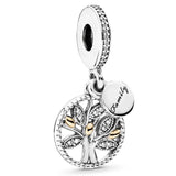 Family Roots Two-Tone Locket Tree Of Life Pendant Bead 925 Sterling Silver Charm