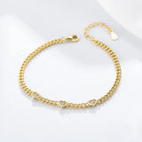 Heart Zircon Bracelet Charms Wedding Solid Jewelry