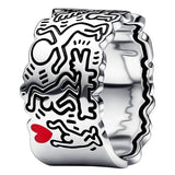 Golden Shine Gingko Leaf Wave Line Art 925 Sterling Silver Ring