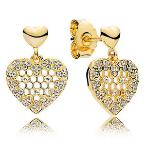 925 Silver Honeycomb Lace Earring with Crystal for Women