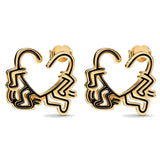 Golden Shine Heart Stud Earrings 925 Sterling Silver Birthday Gift