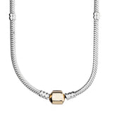 Golden & Silver Lobster Barrel Clasp Snake Chain Necklace