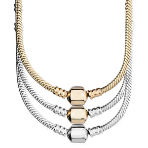 Golden & Silver Lobster Clasp Chain Necklace For 925 Charm Jewelry