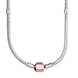 Golden & Silver Lobster Clasp Chain Necklace For 925 Charm Jewelry