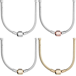 Golden & Silver Lobster Barrel Clasp Snake Chain Necklace