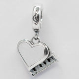 Grand Piano Heart Pendant Beads for 925 Silver Charm Bracelet