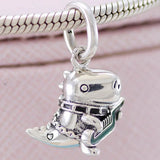 Green Enamel Dino Punk Pendant Beads for 925 Silver Bracelet