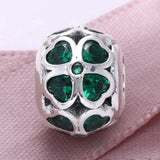 Lucky Clover Crystal Beads 925 Silver Charm Bracelet DIY Jewelry