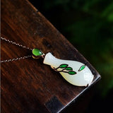 Guanyin Jade Bottle Pendant S925 Sterling Silver Natural Hetian Jade Willow Chin