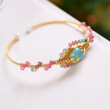 Hand-Woven Crystal Bead Cuff Bracelet Bangle - Ethnic Style Jewelry