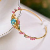 Hand-Woven Crystal Bead Cuff Bracelet Bangle - Ethnic Style Jewelry