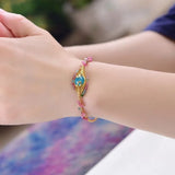 Hand-Woven Crystal Bead Cuff Bracelet Bangle - Ethnic Style Jewelry