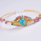 Hand-Woven Crystal Bead Cuff Bracelet Bangle - Ethnic Style Jewelry