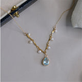 Water Drop Pendant Pearl Necklace Romantic Gift