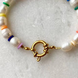 Pearl Beaded Bracelet with Ring Buckle Lock