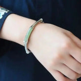 925 Sterling Silver Bamboo Hetian Jade Bracelet for Mom & Girlfriend