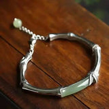 925 Sterling Silver Bamboo Hetian Jade Bracelet for Mom & Girlfriend