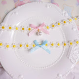 Summer Daisy Lace Pearl Pendant Choker Necklace