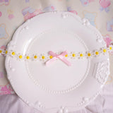 Summer Daisy Lace Pearl Pendant Choker Necklace