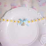 Summer Daisy Lace Pearl Pendant Choker Necklace
