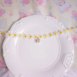 Summer Daisy Lace Pearl Pendant Choker Necklace