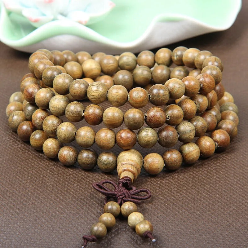 Handwork Green Sandalwood Beads Multilayer Bracelet 6mm 108 Buddha Bracelets