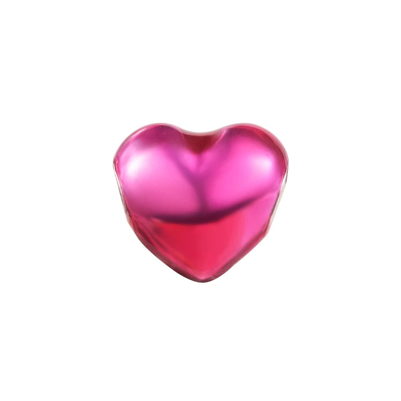 Metallic Pink Red Purple Heart Bead Charm 925 Silver DIY Jewelry