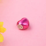Metallic Pink Red Purple Heart Bead Charm 925 Silver DIY Jewelry
