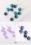 Austrian Heart Crystal Tassel Drop Earrings