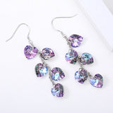 Austrian Heart Crystal Tassel Drop Earrings