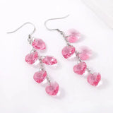 Austrian Heart Crystal Tassel Drop Earrings