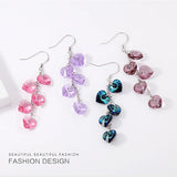 Austrian Heart Crystal Tassel Drop Earrings