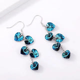 Austrian Heart Crystal Tassel Drop Earrings