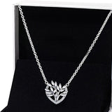 Heart Family Tree Crystal Necklace 925 Sterling Silver Women Wedding Gift
