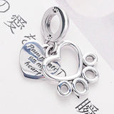 Heart & Paw Print Pendant Beads for Charm Bracelet