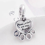 Heart & Paw Print Pendant Beads for Charm Bracelet