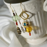 Industrial Robot Dangle Earrings Glass Ball Retro Drop Asymmetric