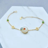 Hetian Jadeite Copper Coin Bracelet & Silver Jewelry