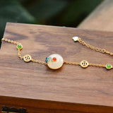 Hetian Jadeite Copper Coin Bracelet & Silver Jewelry