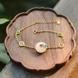 Hetian Jadeite Copper Coin Bracelet & Silver Jewelry