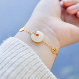 Hetian Jadeite Copper Coin Bracelet & Silver Jewelry