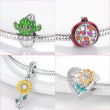 Insect Dangle Charm Silver Butterfly Dragonfly Ladybug Beads Bracelet