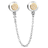 Two-tone Logo Ball Lock Safety Chain Charm for 925 Silver Bracelet