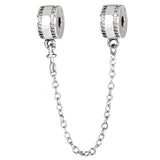 Two-tone Logo Ball Lock Safety Chain Charm for 925 Silver Bracelet