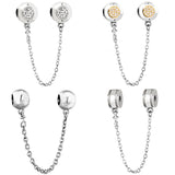 Two-tone Logo Ball Lock Safety Chain Charm for 925 Silver Bracelet