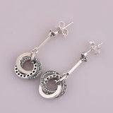 925 Silver Interlocking Circle Openwork Heart Studs Earrings Women Wedding Gift